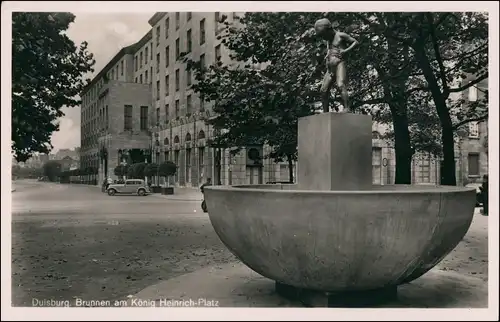 Ansichtskarte Duisburg König-Heinrich-Platz, Brunnen Auto 1941