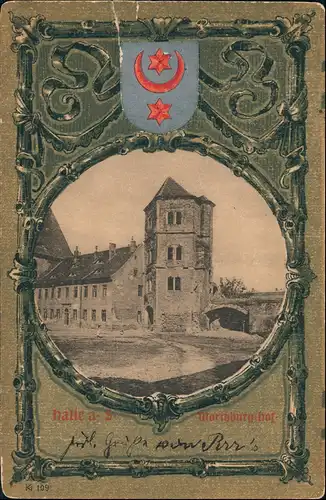 Ansichtskarte Halle (Saale) Moritzburg Heraldik Künstlerkarte 1901