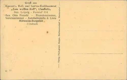 Ansichtskarte Claußnitz Gasthaus Autobahnstelle Limbach Mittweida 1922
