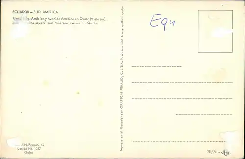 Postcard Ecuador Avenida América en Quito Strassen Verkehr 1970