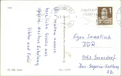 Postcard Wichs Bük Mehrbild-AK 4 Echtfoto-Ansichten 1970