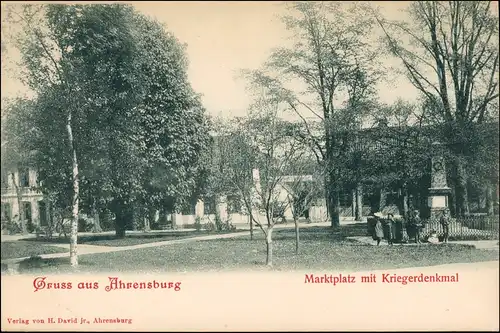 Ansichtskarte Ahrensburg Marktplatz - Kriegerdenkmal 1908