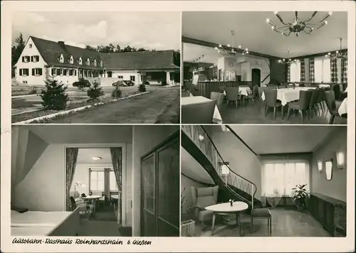 Reinhardshain-Grünberg (Hessen) Autobahn-Rasthaus Innen & Außen 1956 Stempel