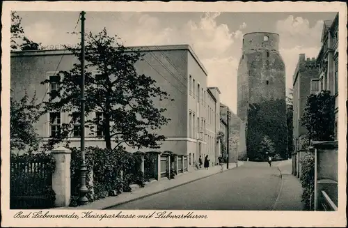 Ansichtskarte Bad Liebenwerda Kreissparkasse mit Lubwartturm 1939