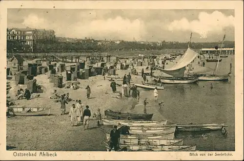 Ansichtskarte Ahlbeck (Usedom) Strand, Villen von der Strandbrücke 1925