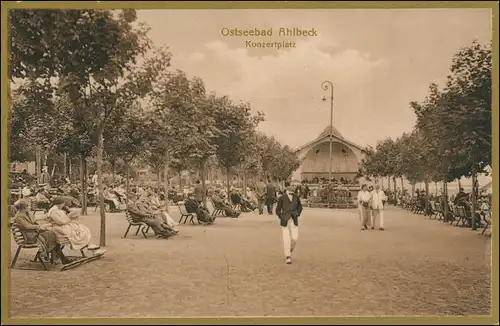 Ansichtskarte Ahlbeck (Usedom) Konzertplatz - Bromogold 1922 Goldrand