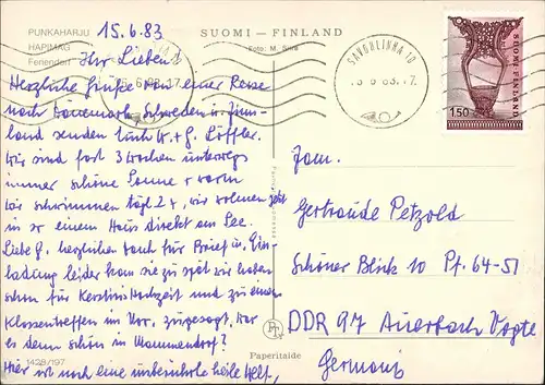 Punkaharju -Savonlinna Umland-Ansicht Blockhütte und See Anlegestelle 1983