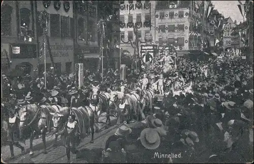 Ansichtskarte Nürnberg Straße Festumzug Sängerfest Minnelied 1912