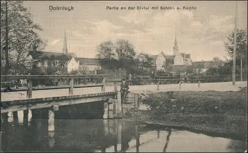 Ansichtskarte Doberlug-Kirchhain Dobrilugk Kirche, Brücke, Schloß 1915