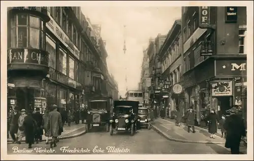 Mitte-Berlin Friedrichstraße Ecke Mittelstraße Geschäfte Verkehr 1929