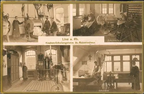 Ansichtskarte Linz am Rhein Knaben-Erholungsheim 4 Bild Innenansichten 1924
