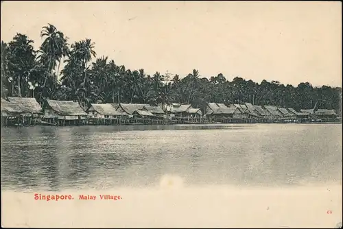 Postcard Singapur Malay Village 1908