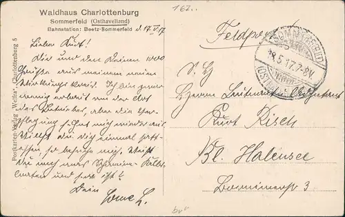 Ansichtskarte Sommerfeld-Kremmen (Oberhavel) Waldhaus Charlottenburg 1917