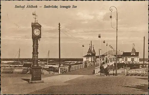Ansichtskarte Ahlbeck (Usedom) Seebrücke - Uhr 1926