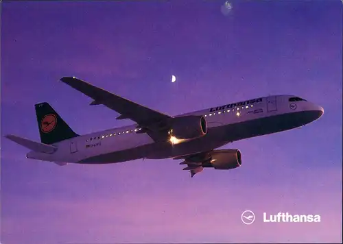 Ansichtskarte  Lufthansa Airbus A320-200 Flugwesen - Flugzeuge bei Nacht 1988