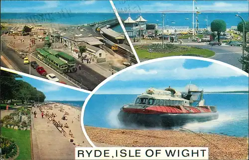 Postcard Ryde (Isle of Wight) Hovercraft - Hafen gel. 1980