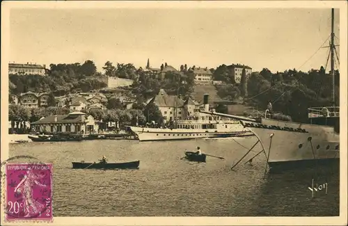 Thonon-les-Bains Panorama mit Hafen Le Port, Schiff Anlegestelle 1925