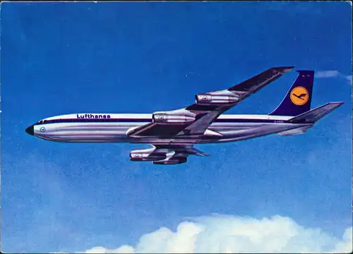 Ansichtskarte  Lufthansa Boeing 707 Intercontinental Jet Flugzeug 1989
