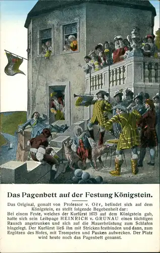 Königstein (Sächsische Schweiz) Festung Königstein Künstlerkarte Pagenbett 1914