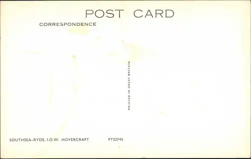 Ansichtskarte  SOUTHSEA-RYDE, I.O.W. HOVERCRAFT Luftkissenboot 1970