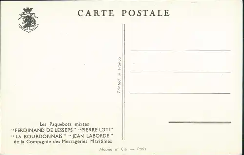 Paquebots mixtes FERDINAND DE LESSEPS, PIERRE LOTI, LA BOURDONNAIS 1955