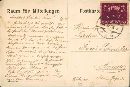 Künstlerkarte Segelschiff Segelboot auf See, Schiffe & Seeverkehr 1906