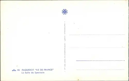 Ansichtskarte  La Salle de Spectacle PAQUEBOT Dampfer ILE DE FRANCE 1930