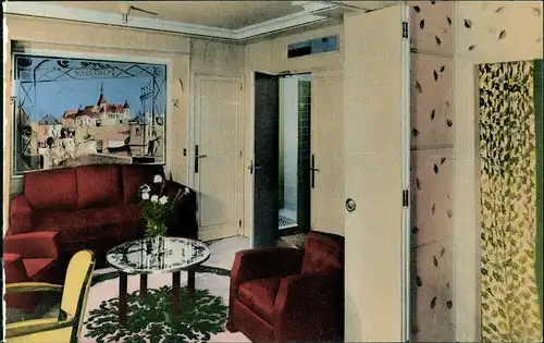 Ansichtskarte  Appartement de luxe PAQUEBOT Dampfer ILE DE FRANCE 1930