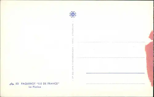 Ansichtskarte  La Piscine Schwimmbad PAQUEBOT Dampfer ILE DE FRANCE 1930