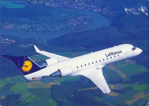 Ansichtskarte  Lufthansa Canadair Jet CL-600 im Flug 2000