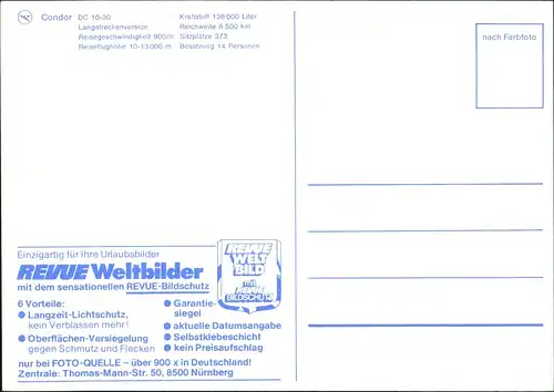 Ansichtskarte  Condor DC 10-30 Flugzeug Flugwesen Airplane Postcard 1975