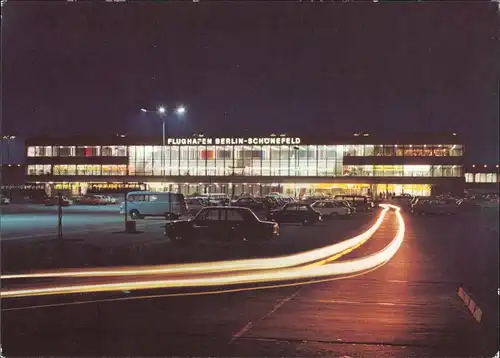 Ansichtskarte Schönefeld-Berlin Flughafen bei Nacht 1981/1982