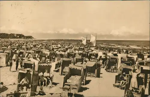 Heringsdorf Usedom Ahlbeck Strand mit Blick auf Heringsdorf DDR Postkarte 1958