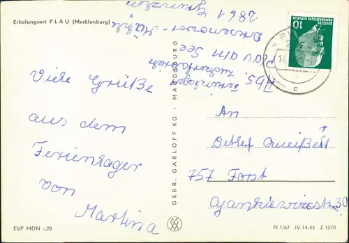 Ansichtskarte Plau (am See) MB Dampfer, Anleger 1967