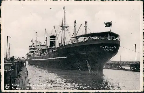 Antwerpen Anvers Schiff Ship Schiffsfoto Dampfer TOULOUSE im Hafen 1930