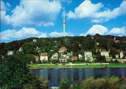Ansichtskarte Wachwitz-Dresden Panorama von Dresden Wachwitz Fernsehturm 1990