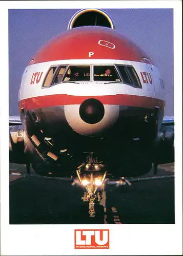 Ansichtskarte  Flugwesen Luftverkehr Flugzeug LTU Tristar Front-Aufnahme 1990