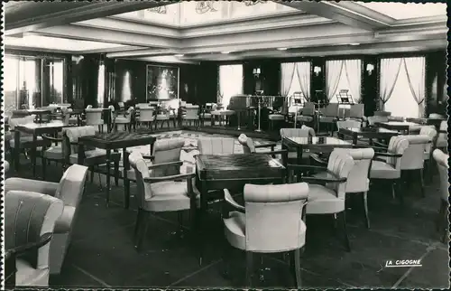 .Frankreich PAQUEBOT FLANDRE Schiff Ship Dampfer Raucher-Salon 1. Klasse 1950