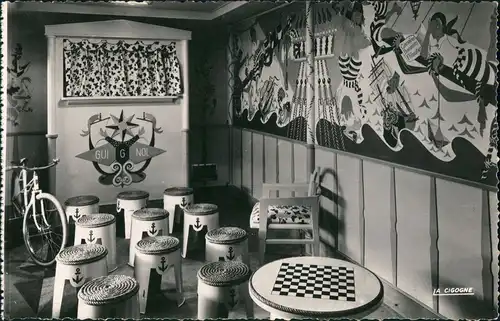 .Frankreich PAQUEBOT FLANDRE Schiff Ship Dampfer Kinder Spielzimmer 1950