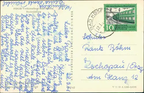 Ansichtskarte Saaleck-Bad Kösen Rudelsburg DDR Postkarte 1960