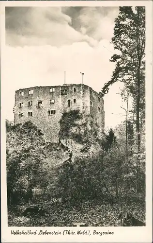 Ansichtskarte Bad Liebenstein Partie an der Burg Ruine 1955