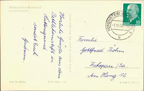 Hohenstein-Ernstthal Bethlehemstift-Hüttengrunde DDR Postkarte 1964
