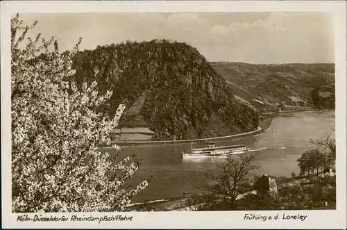 Ansichtskarte Sankt Goar Loreley Bordstempel Dampfer OVERSTOLZ 1928