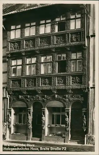Ansichtskarte Wernigerode Holzgeschnitztes Haus, Breite Straße 72 1928