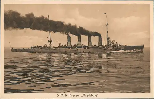 Ansichtskarte  S.M. kl. Kreuzer Magdeburg Militaria Marine 1914