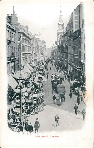 Postcard London Street Cheapside 1928