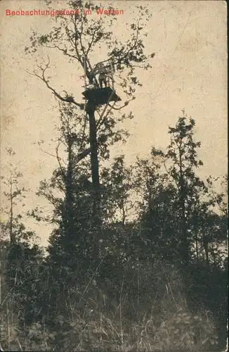 Ansichtskarte  WK1 Beobachtungsposten im Westen roter Stempel Feldpost 1917