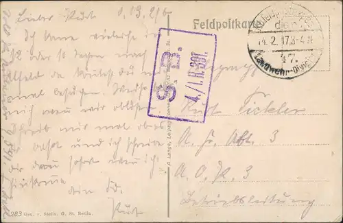 Neufchâtel-sur-Aisne Militär/Propaganda 1.WK Frankreich 2 Feldpoststempel 1916