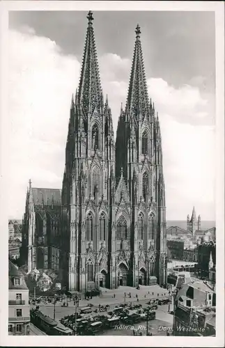 Ansichtskarte Köln Dom Westseite Straßenbahn - Auto 1932