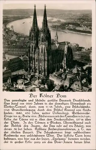 Ansichtskarte Köln Luftbild Dom Stadt 1932
